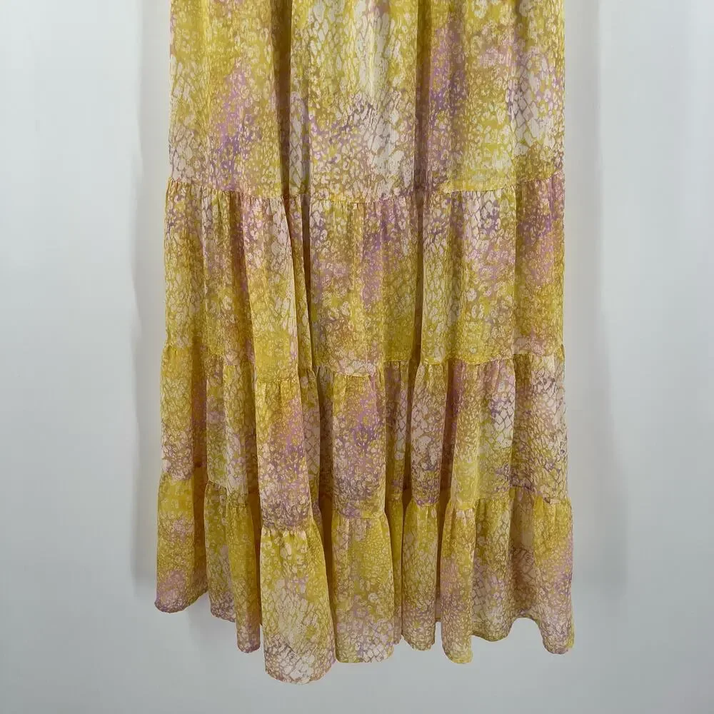 BB DAKOTA by Steve Madden Midi Dress Size Small Yellow Dream Girl Ruffles Light